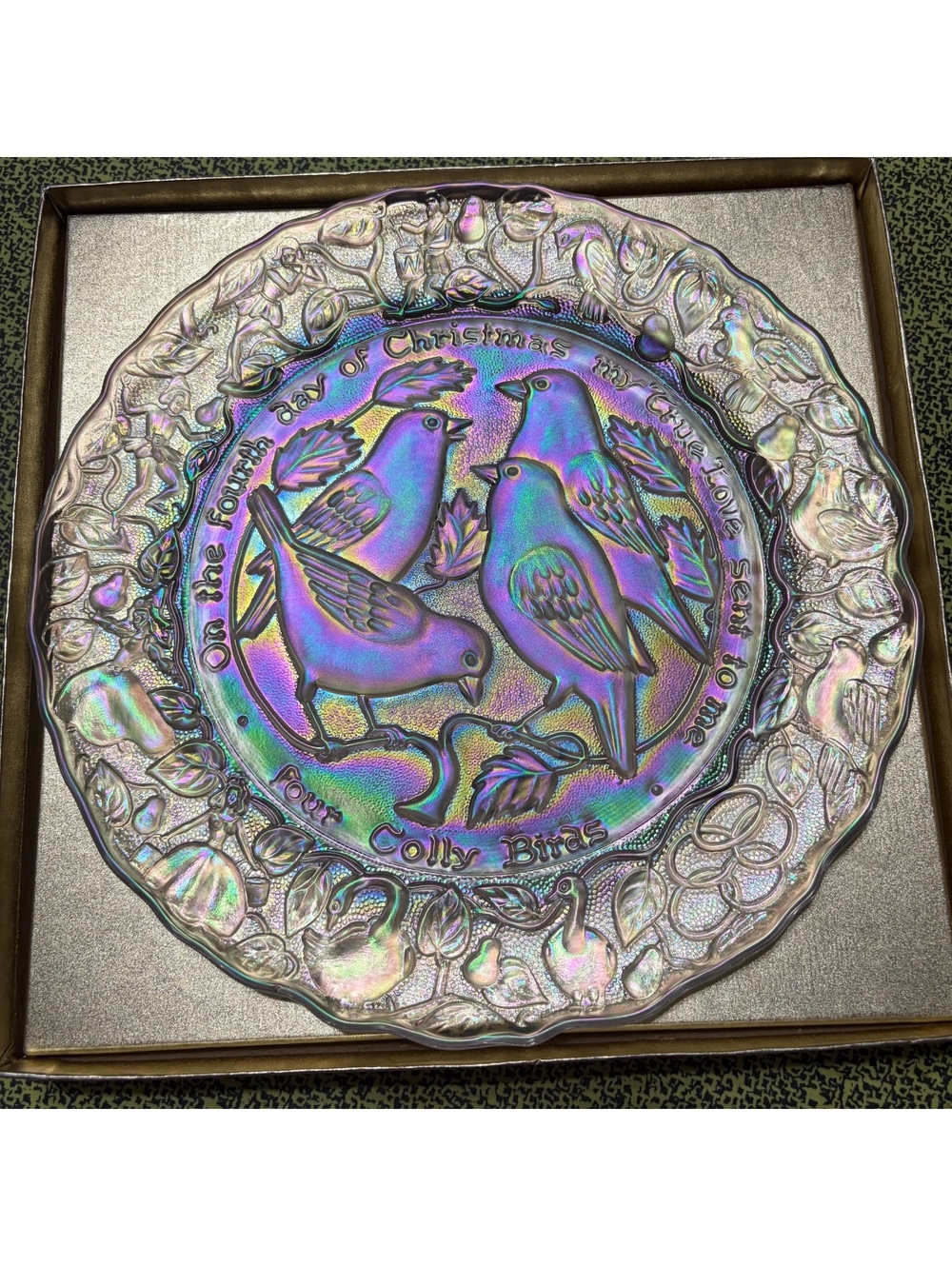 Imperial 4th day of Christmas carnival glass collectors plate